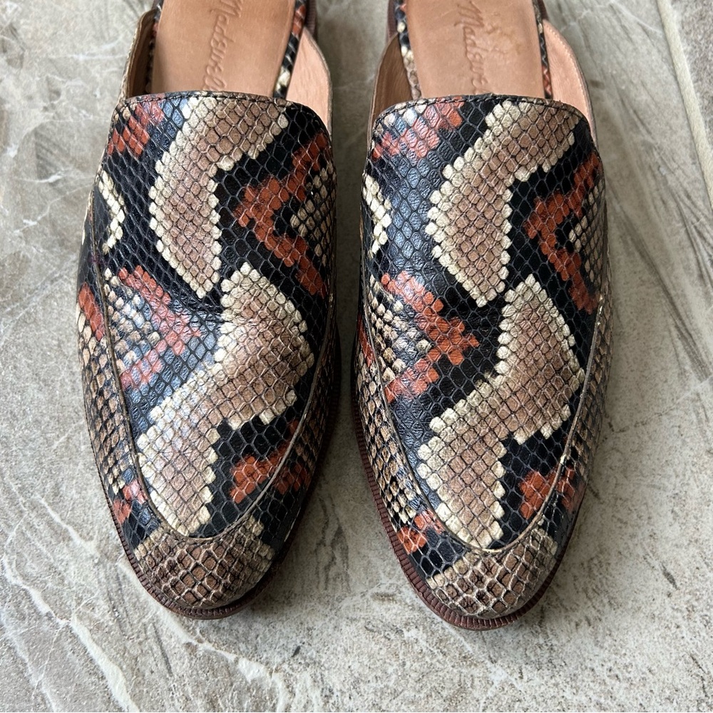 Madewell The Frances Loafer Mule in Snake Embossed Leather, Size 7.5 - Picture 3 of 15